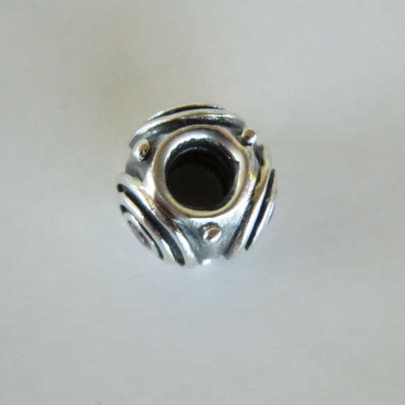 Retired Authentic Pandora Concentric Circle Charm with Pink CZ - Picture 2 of 6